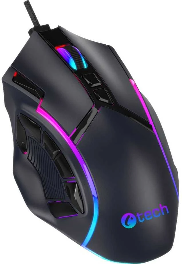 C-TECH žaidimų pelė Akali, 12800 DPI, RGB apšvietimas, USB, juoda