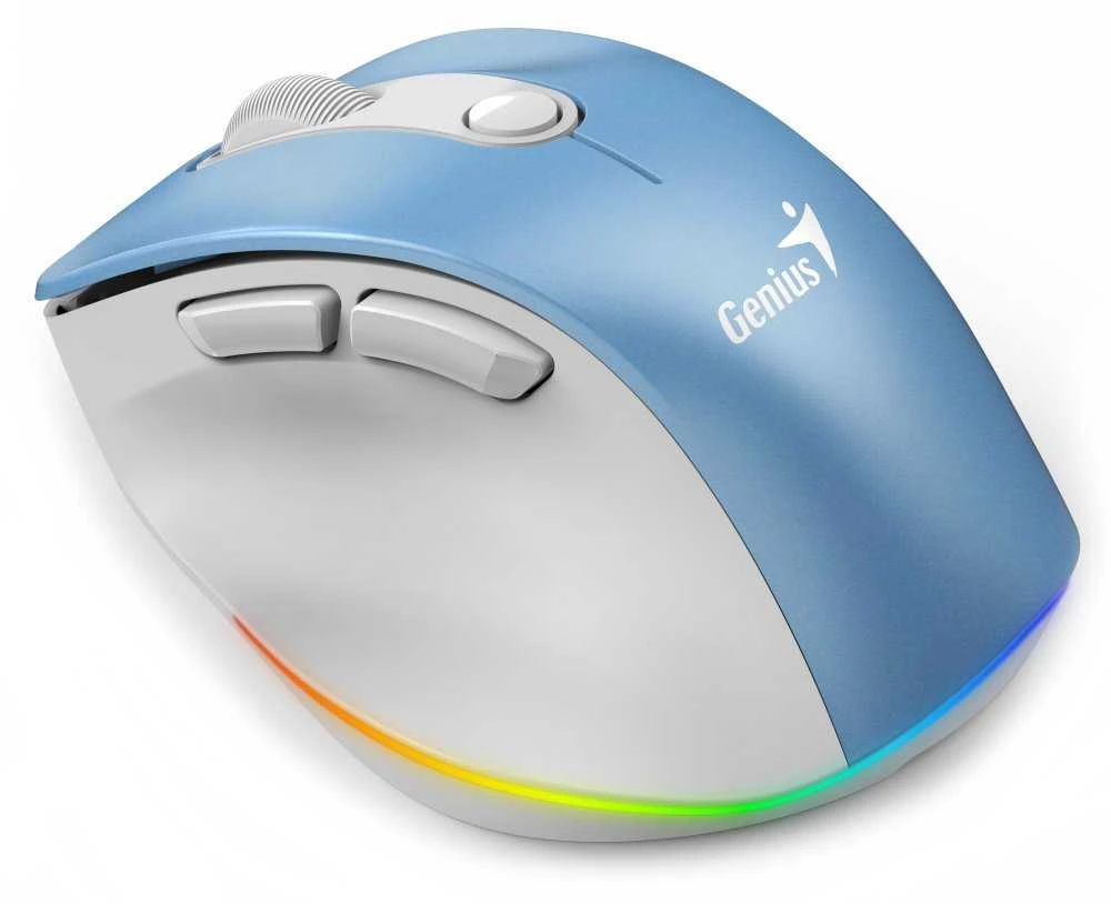 Genius Ergo 9000S Pro Bevielė pelė, balta ir-mėlyna, 2400DPI