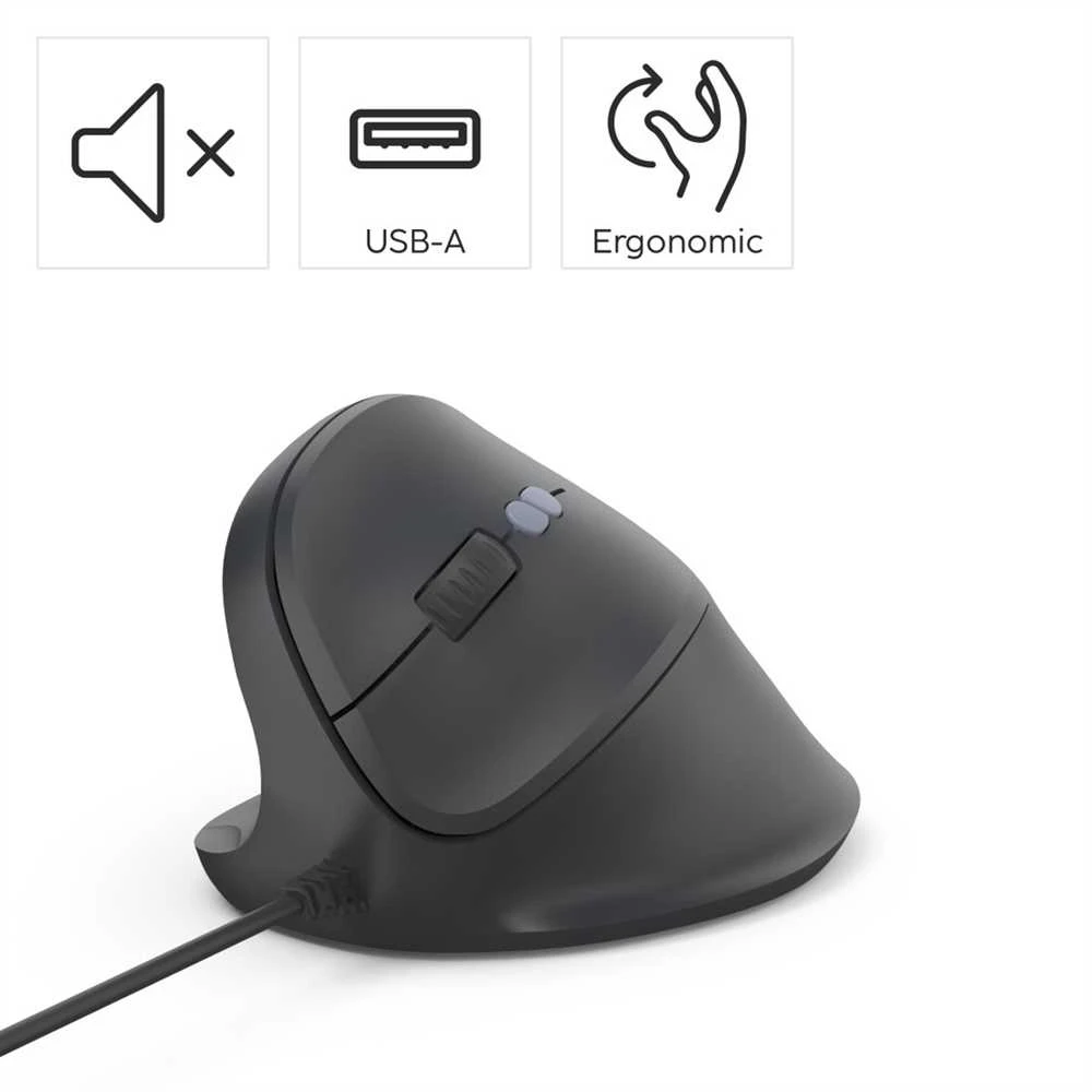 Hama ECM-500 vertikali pelė kairiarankiams, su laidu, juoda