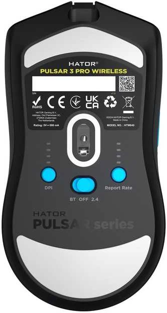 Pelė Myszka žaidimams Hator Pulsar3 Pro Wireless 3 HTM640 su laidu 30000 dpi optinė juoda
