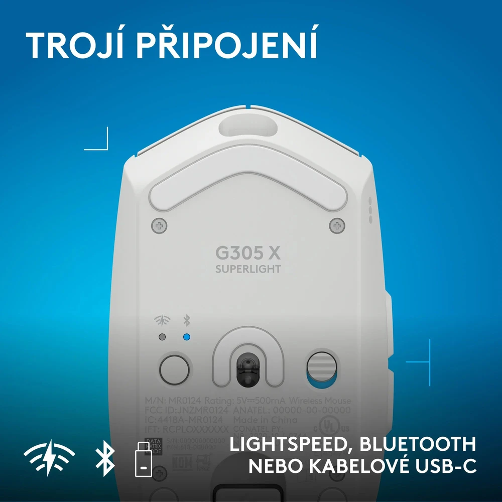 LOGITECH G305 X SUPERLIGHT Belaidė pelė žaidimams - Baltas - 2.4GHZ - EER2 - 933