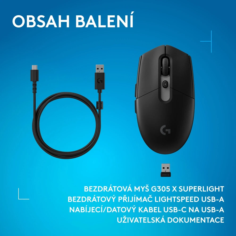 Pelė Myszka žaidimams Logitech G305 X Superlight belaidė 44000 dpi optinė juoda