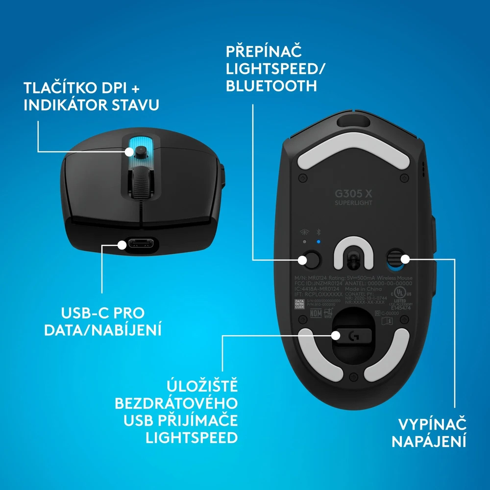 Pelė Myszka žaidimams Logitech G305 X Superlight belaidė 44000 dpi optinė juoda