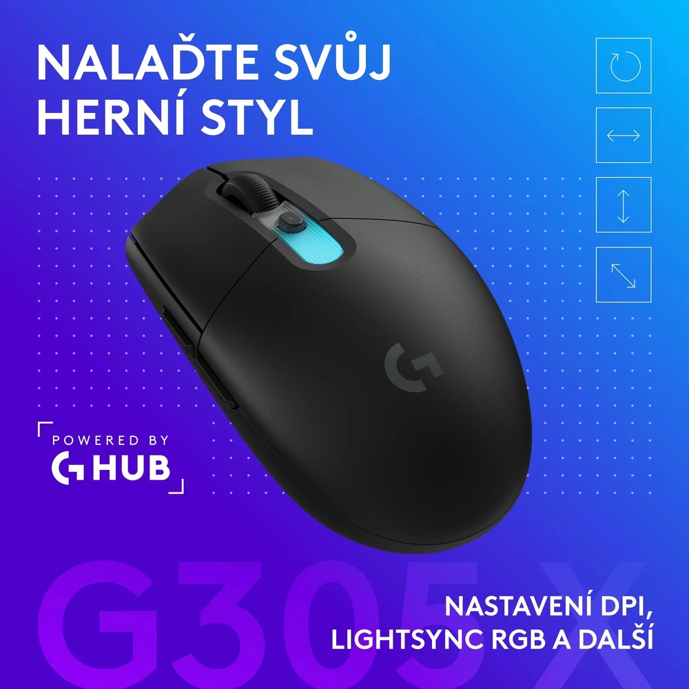 Pelė Myszka žaidimams Logitech G305 X Superlight belaidė 44000 dpi optinė juoda