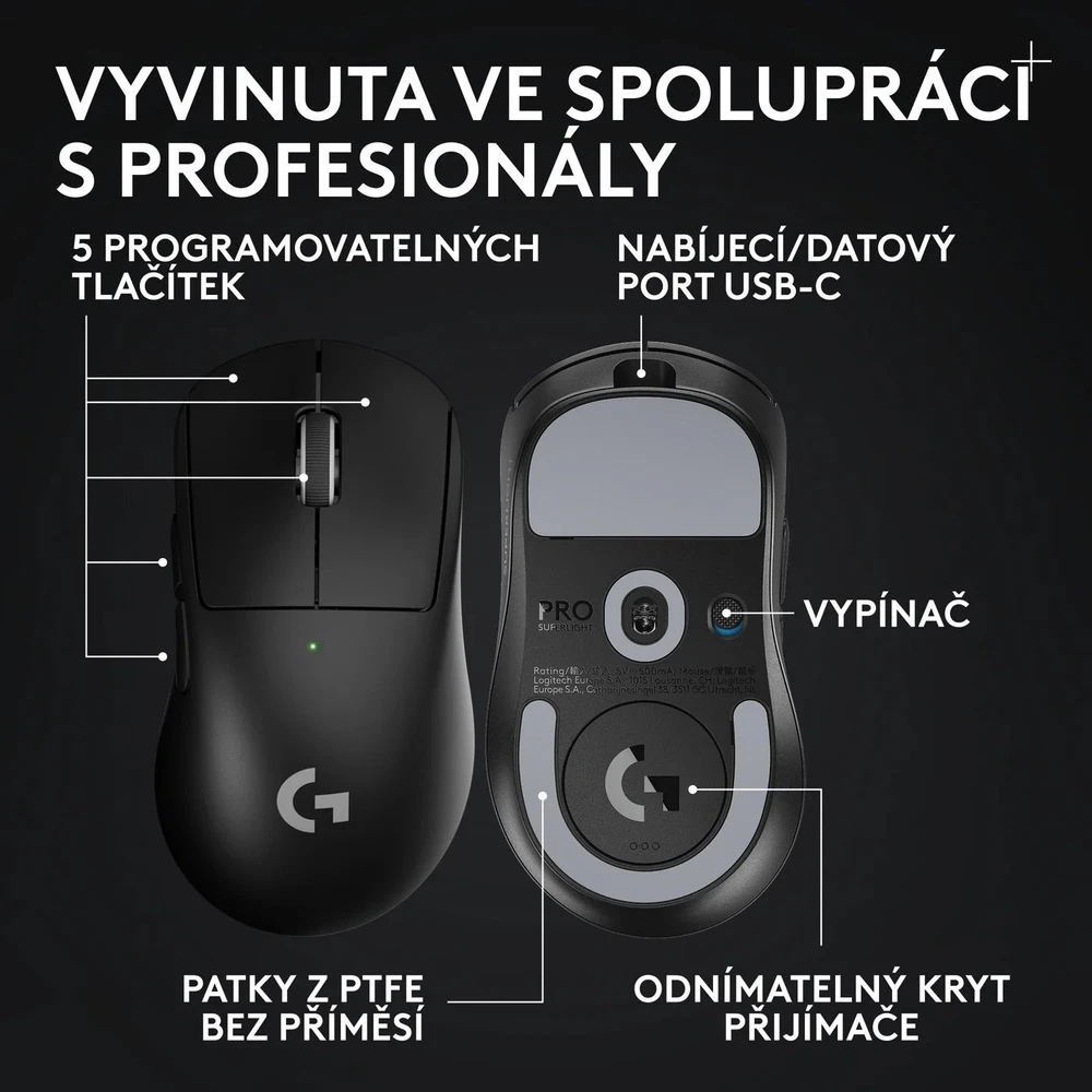 Pelė Logitech PRO X Superlight 2 DEX SE, Juodas