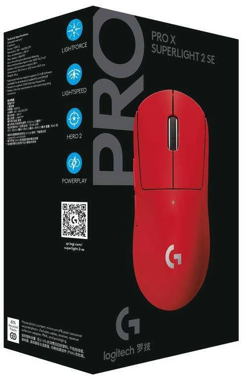 Belaidė žaidimų pelė Logitech PRO X Superlight 2 SE, Raudona