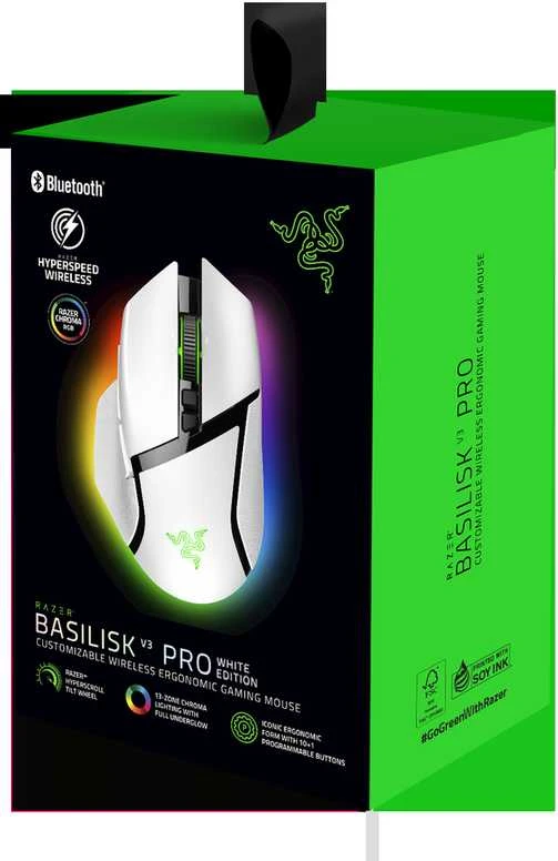 Razer | Basilisk V3 Pro | Wireless | Pelė žaidimams | Bluetooth | Baltas | Yes