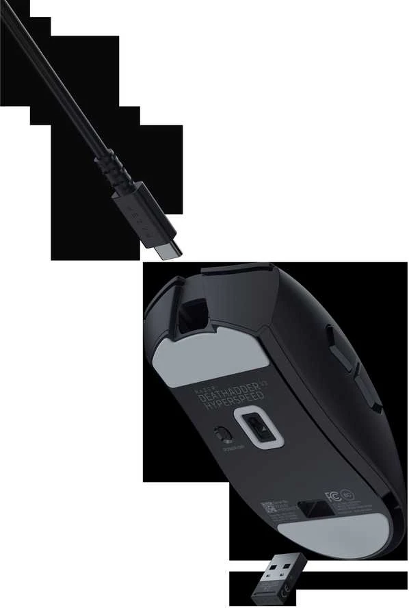 Razer DeathAdder V3 HyperSpeed | Pelė žaidimams | Wireless/su laidu | USB / 2.4 GHz | Juodas