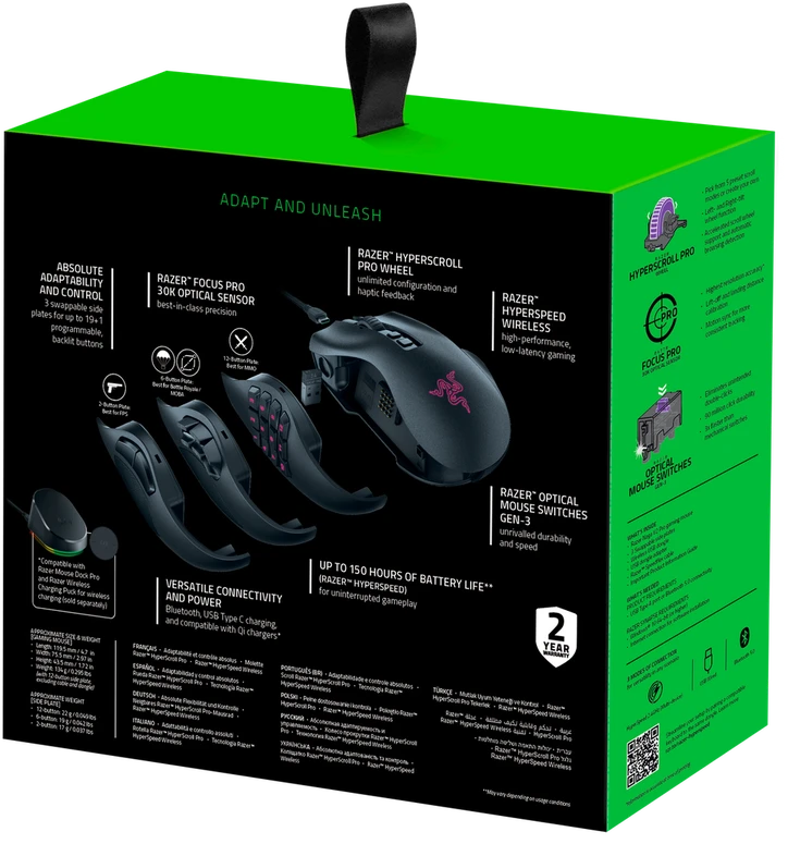 Belaidė pelė Razer Naga V3 Pro, juodas