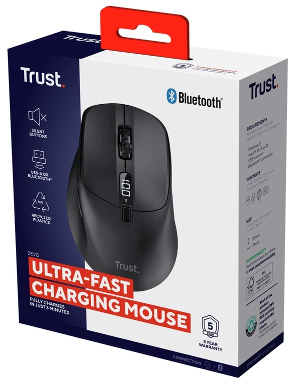 Trust Zevo pelė Universal dešinei rankai RF belaidė + Bluetooth Optinė 4000 DPI