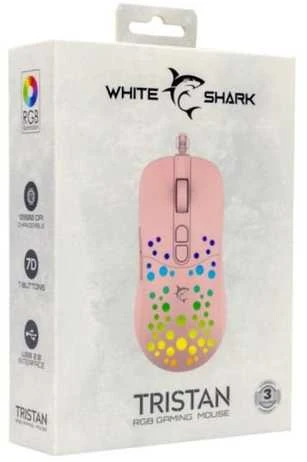 Pelė White Shark Baltas Shark Baltas Shark TRISTAN-P-2 GM-9004, Rožinė RGB