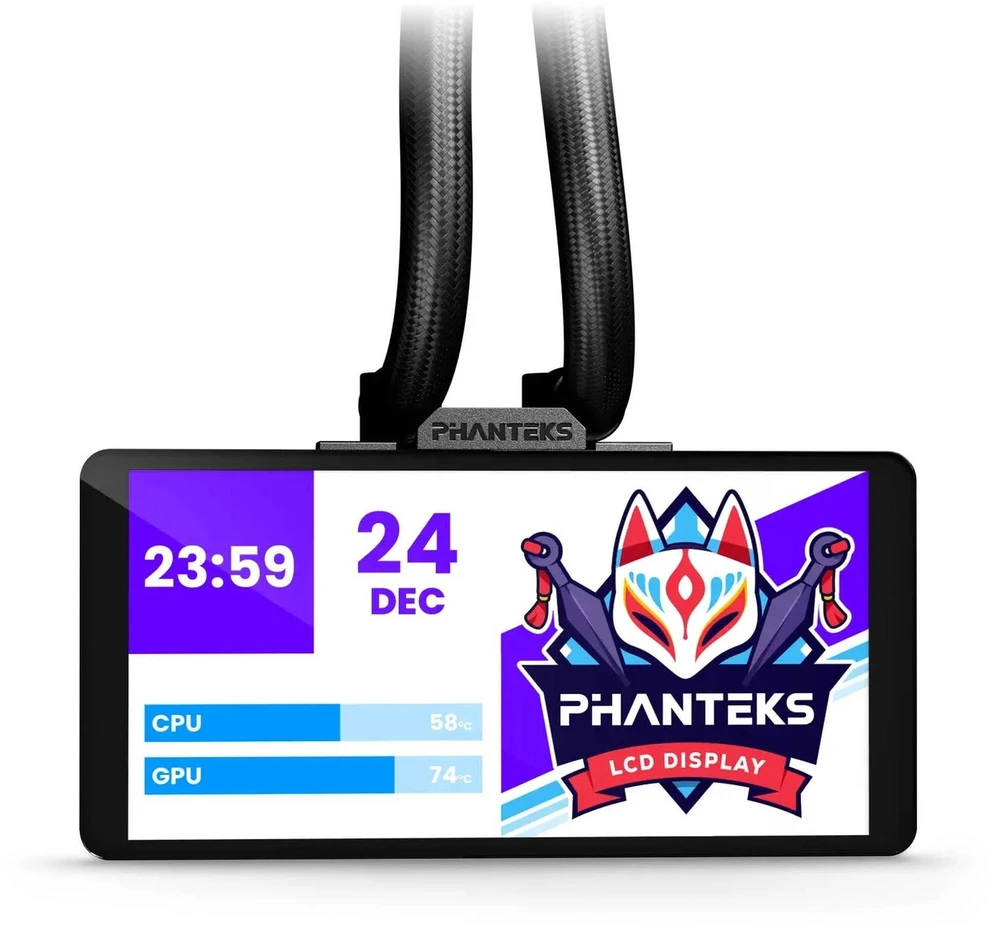 Phanteks Glacier One 360M25 LCD AiO Vanduo Cooling, 6-Inch Ekranas – 360mm, Juodas