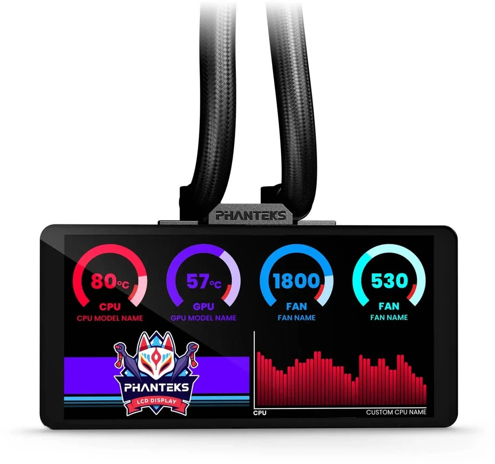 Phanteks Glacier One 360M25 LCD AiO Vanduo Cooling, 6-Inch Ekranas – 360mm, Juodas
