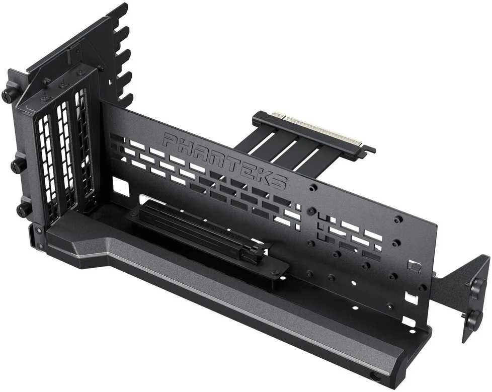 „Phanteks Premium PCIe Gen 5“ vertikalus GPU laikiklis, DRGB, su PCIe 5.0 jungties kabeliu – 220 mm, juodas