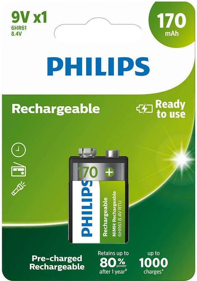Philips HR22 9V 170mAh įkraunamos baterijos 1 vnt.