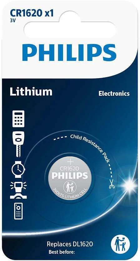 Philips CR1620 3V ličio baterija pakuotėje
