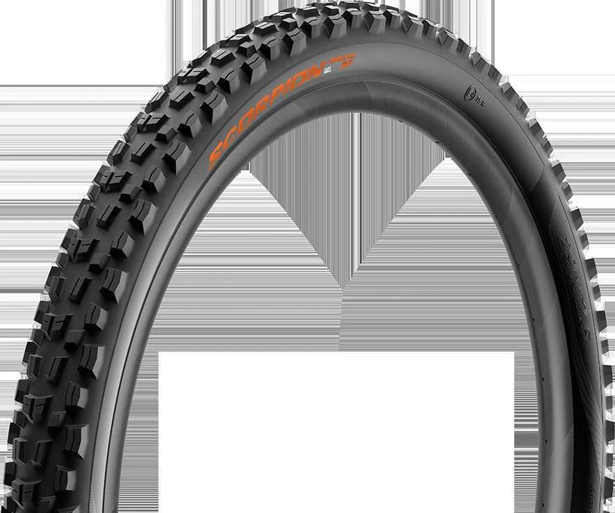 Pirelli Scorpion Enduro M 29 x 2.6, kietos sienelės, 60 tpi, SmartGRIP Gravity, oranžinės
