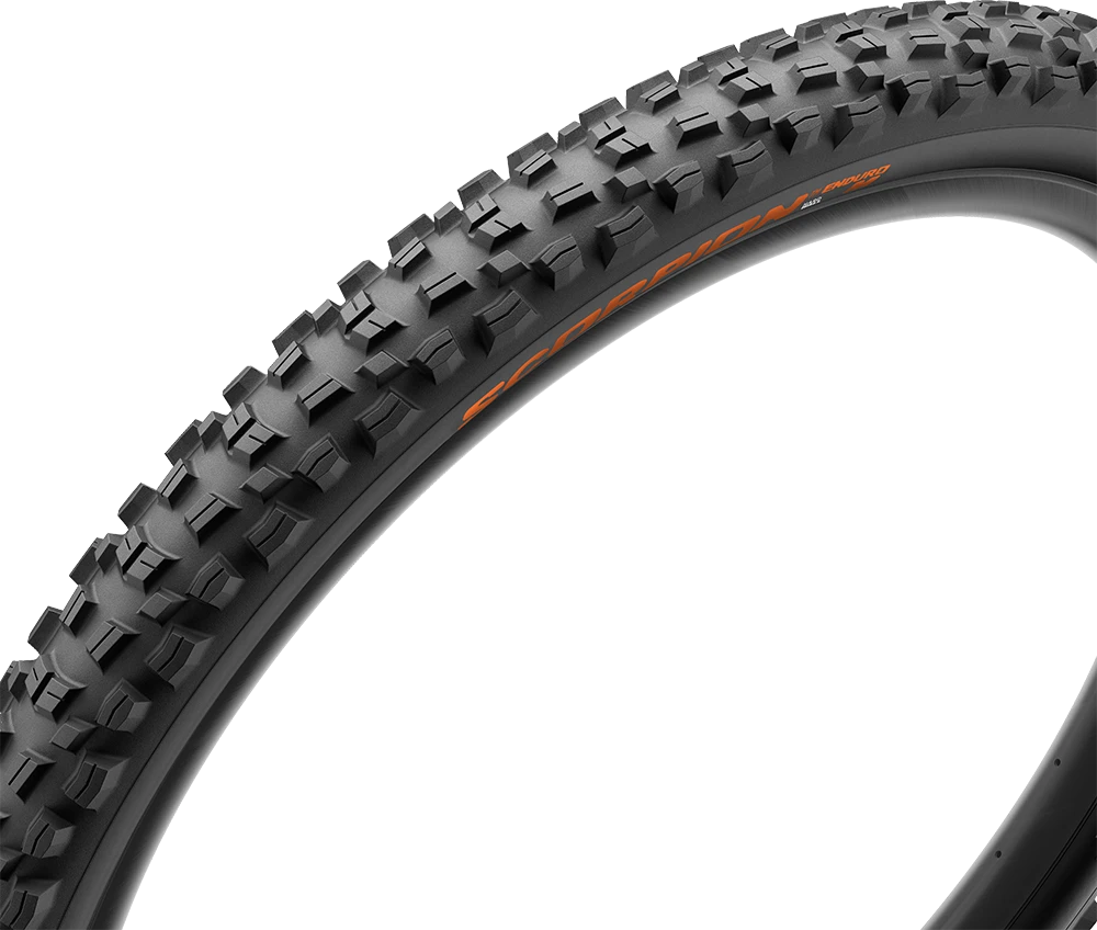 Pirelli Scorpion Enduro M 29 x 2.6, kietos sienelės, 60 tpi, SmartGRIP Gravity, oranžinės