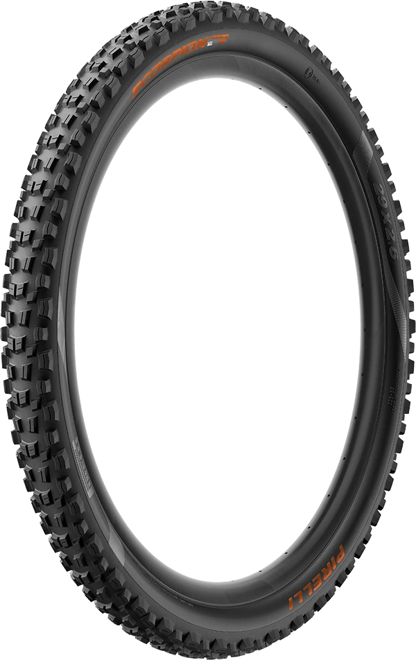 Pirelli Scorpion Enduro M 29 x 2.6, kietos sienelės, 60 tpi, SmartGRIP Gravity, oranžinės