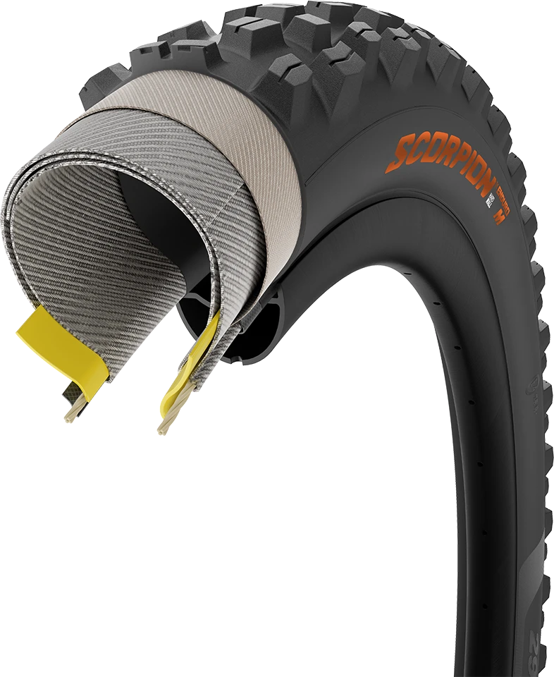 Pirelli Scorpion Enduro M 29 x 2.6, kietos sienelės, 60 tpi, SmartGRIP Gravity, oranžinės