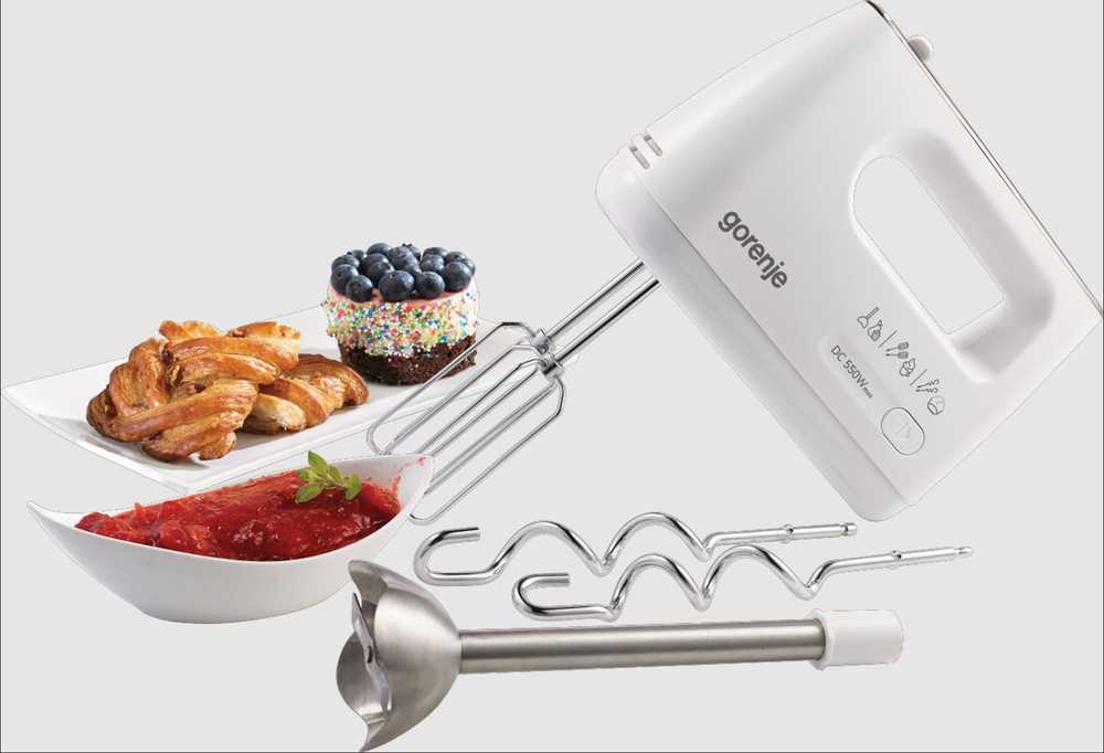 Plakiklis Gorenje | Mixer | M550CSDC | Hand Mixer | 400 W | Greičių skaičius 5 | Turbo mode | Chopper | Baltas