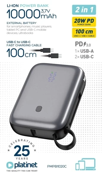 Powerbank Baseus PMPB1020C 10000 mAh Pilka