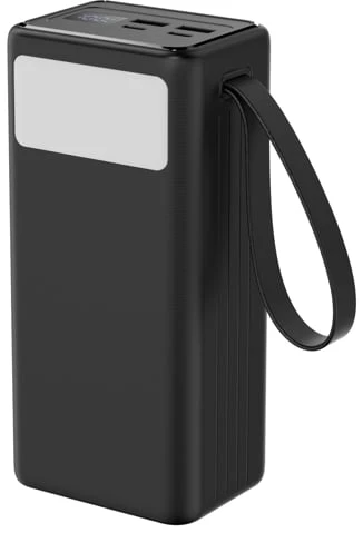 Išorinė baterija POWER BANK Platinet Flashlight 60000mAh (4xUSB; 2xType-C; usb-C cable; 65W) juoda