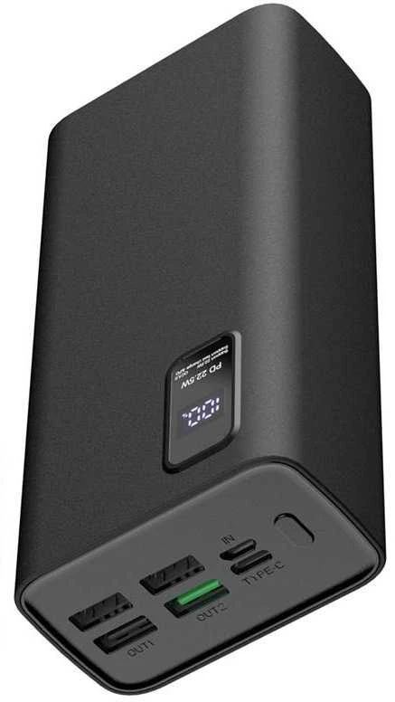 Išorinė baterija POWER BANK Platinet 30000mAh (4xUSB; 1xType-C; QC3.0 22,5W) juoda