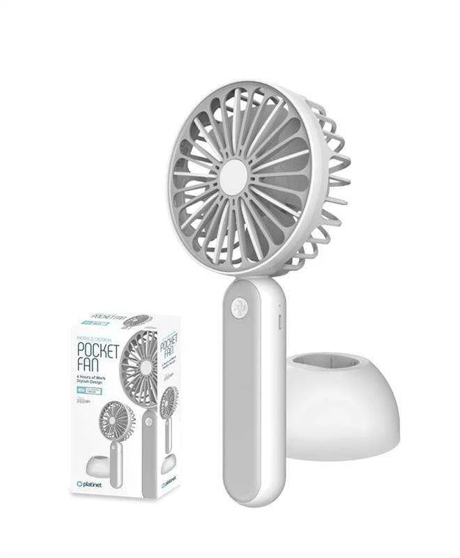 Ventiliatorius Platinet rechargeable fan 1200mAh, baltas/pilkas (45246)