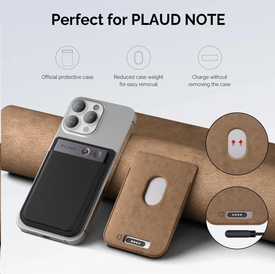 Diktofonas PLAUD Note Case Brown – užrašų dėklas, rudas