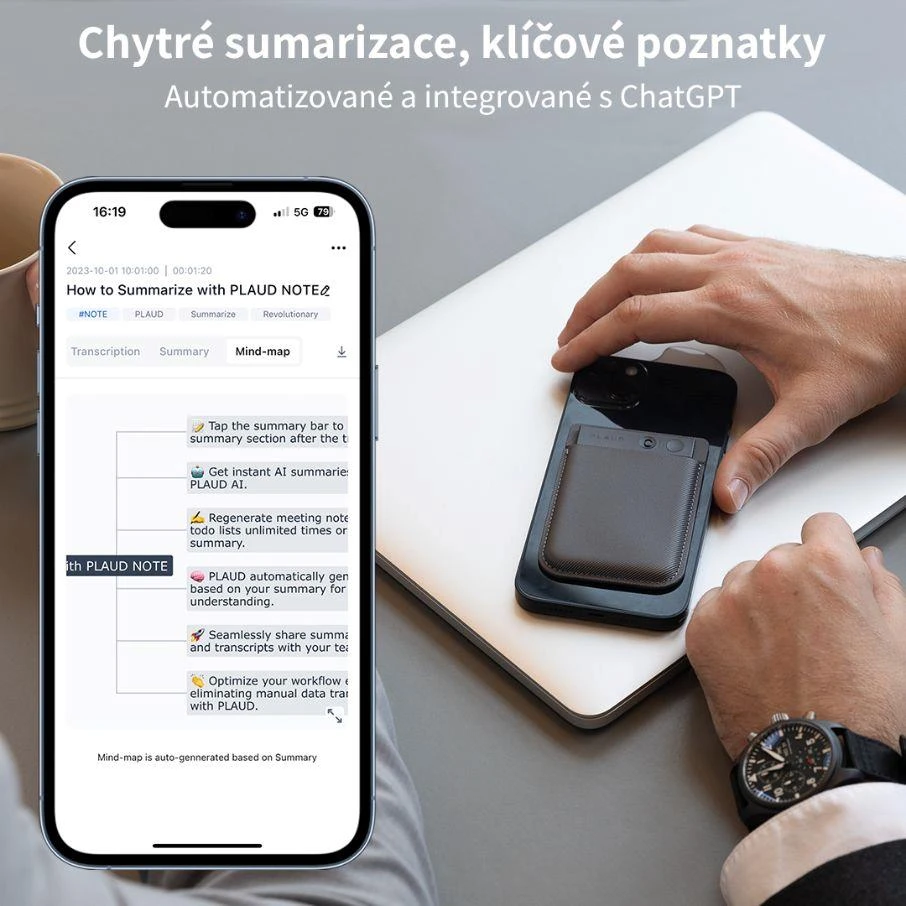 AI Diktofonas PLAUD Note, juodos/pilkos spalvos