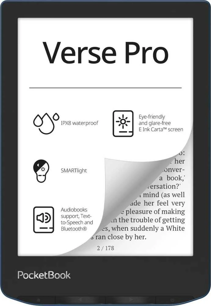 Elektroninė skaityklė Pocketbook Verse Pro 6" 16GB Azure (PB634-A-WW), Tamsiai mėlyna