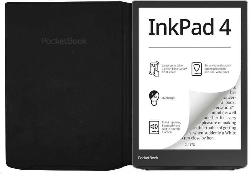 Dėklas PocketBook InkPad 4 Flip, juodos spalvos (HN-FP-PU-743G-RB-WW)