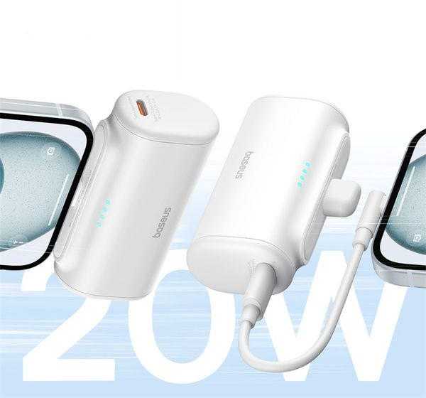 Powerbank Baseus Compact 5000 mAh, 20 W, USB-C (balta)