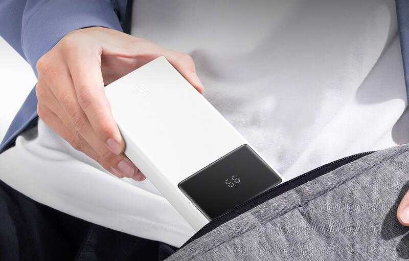 Power Bank Baseus Star-Lord, 20000mAh 65W + USB – USB-C laidas (baltas)