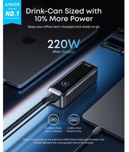 Anker Prime Power Bank 220W B2C , Juodas | 20000 mAh | USB-A, 2 x USB-C | Juodas