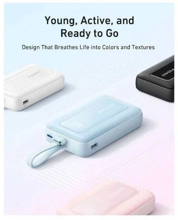Anker | Išorinė baterija su integruotu USB-C laidu | A1689H11 | 20000 mAh | 30 W išvestis | Juodas