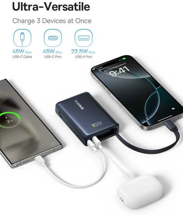 Powerbank Baseus PicoGo Digital Ekranas 10000mAh 45W (juoda)
