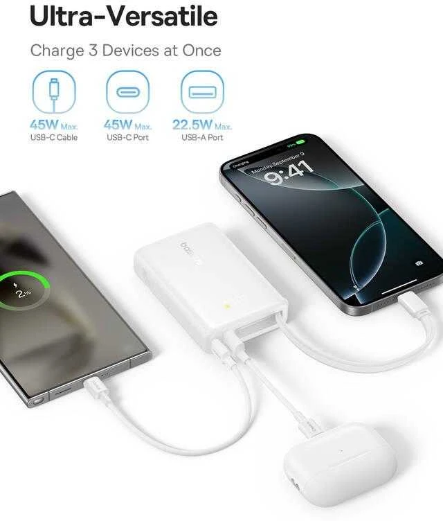 Baseus PicoGo Digital Ekranas 10000 mAh 45W balta