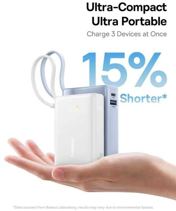 Baseus PicoGo Digital Ekranas 10000 mAh 45W balta