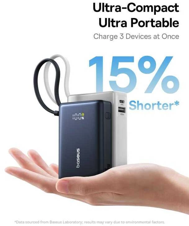 Powerbank Baseus PicoGo Digital Ekranas 10000mAh 45W (juoda)