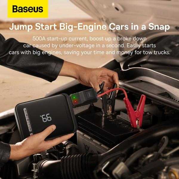 Išorinis akumuliatorius/starteris + kompresorius 2in1 Baseus Super Energy automobilinis Jump Starter, 8000mAh, 1000A USB - juodas