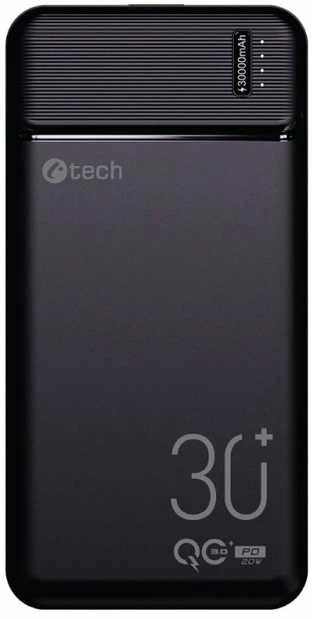 Powerbank C-tech 30000mAh, Li-Pol, 20W, USB-C/USB-A/micro USB