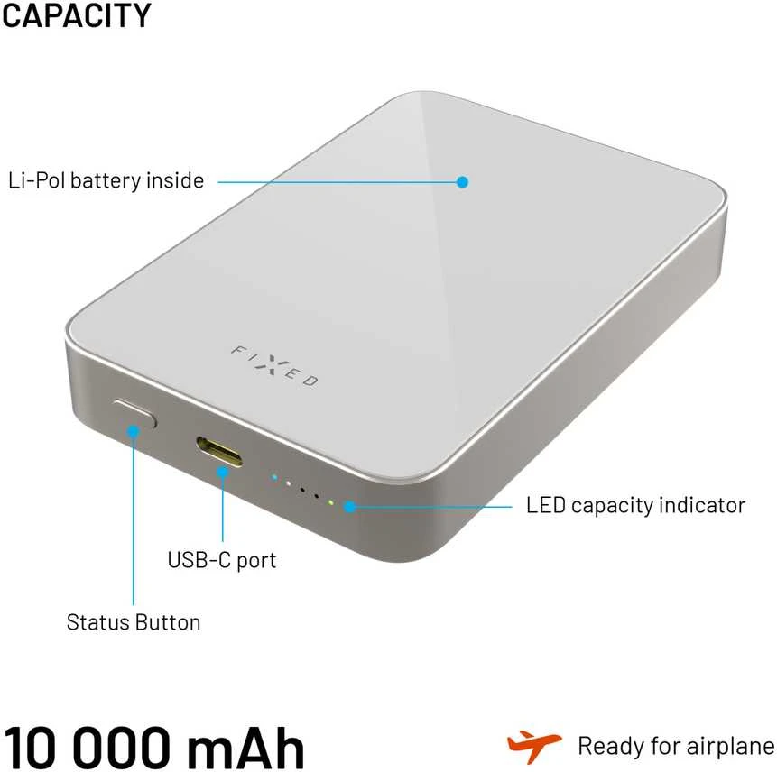 Fixed Fiksuotas „MagZen 10 Crystal Qi2“ 10000 mAh 20W titanas