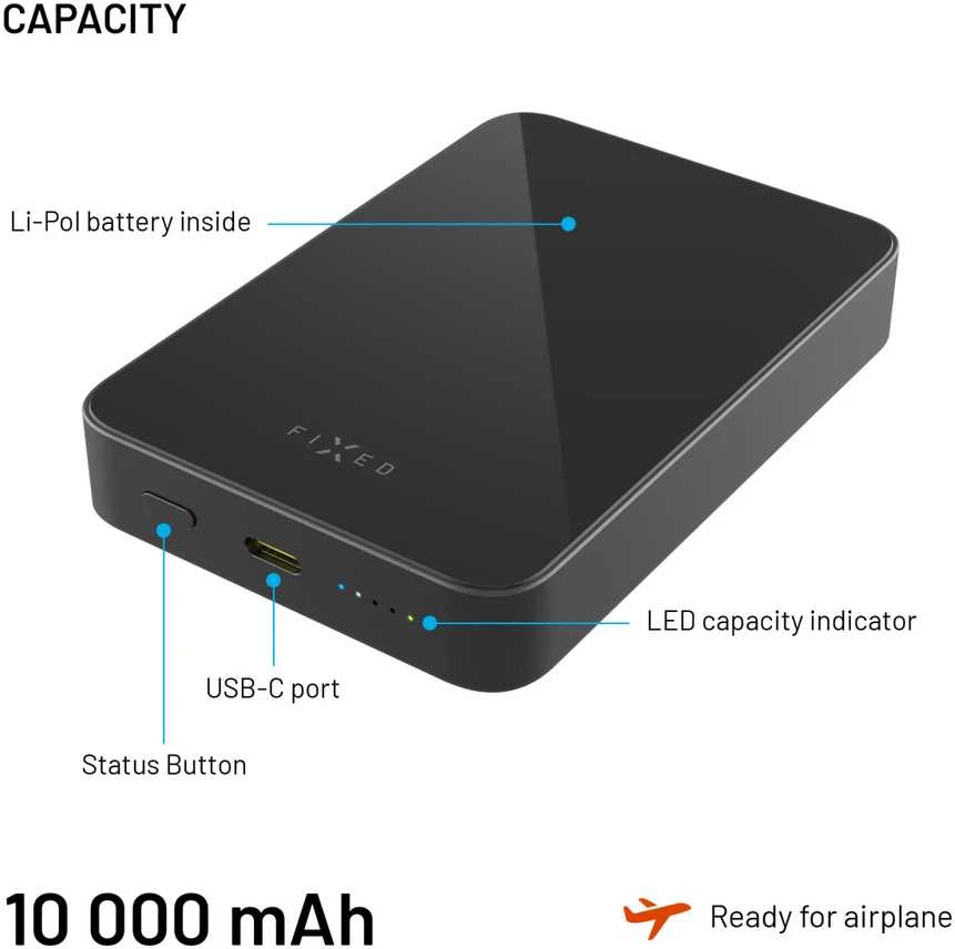 Fixed MagZen 10 Crystal Qi2 standard 10 000 mAh juodas