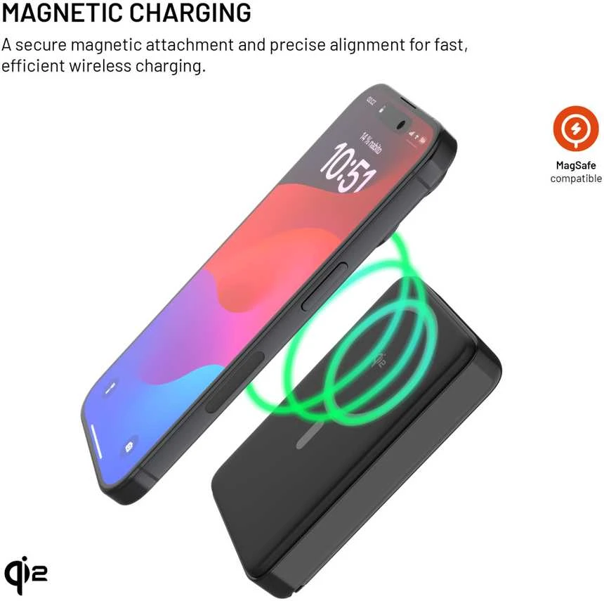 Fixed Pataisytas MagZen 10 Pro su Qi2 belaidžiu įkrovimu ir MagSafe palaikymu 10000 mAh juoda