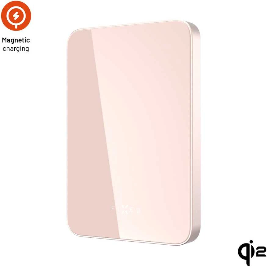 Fixed Fiksuotas „MagZen 5 Crystal Qi2 5000 mAh 20W“ rožinis