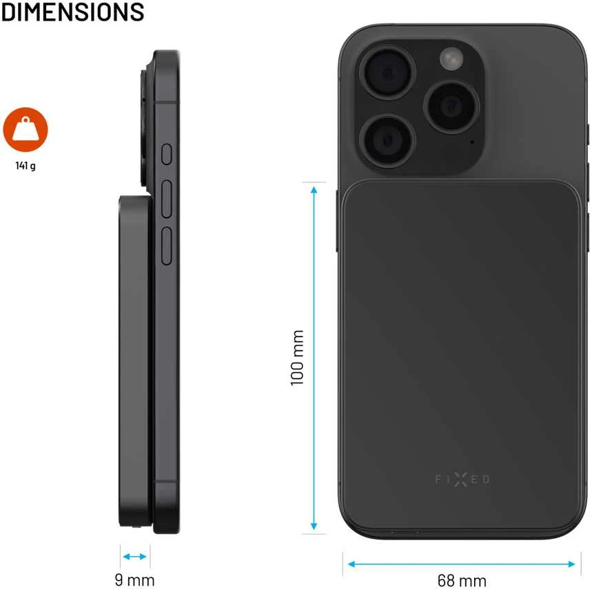 Fixed MagZen 5 Crystal Qi2 5000 mAh 20W juodas
