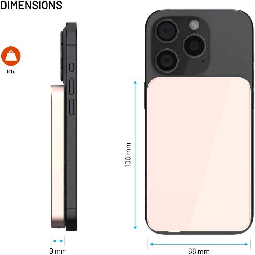 Fixed Fiksuotas „MagZen 5 Crystal Qi2 5000 mAh 20W“ rožinis