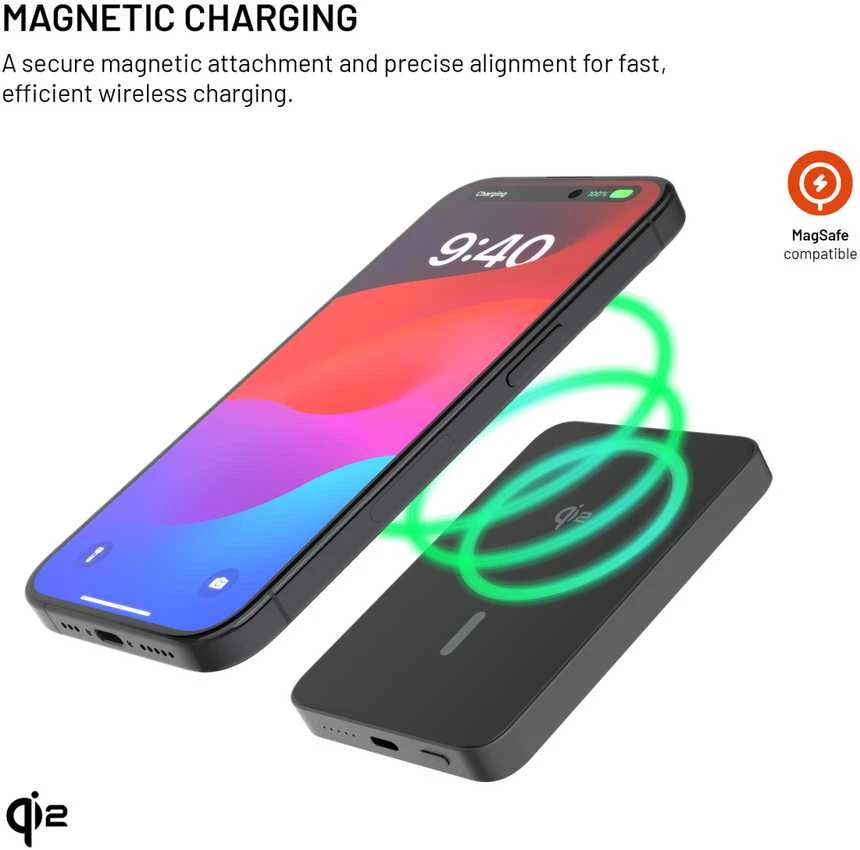 Fixed MagZen 5 Crystal Qi2 5000 mAh 20W juodas